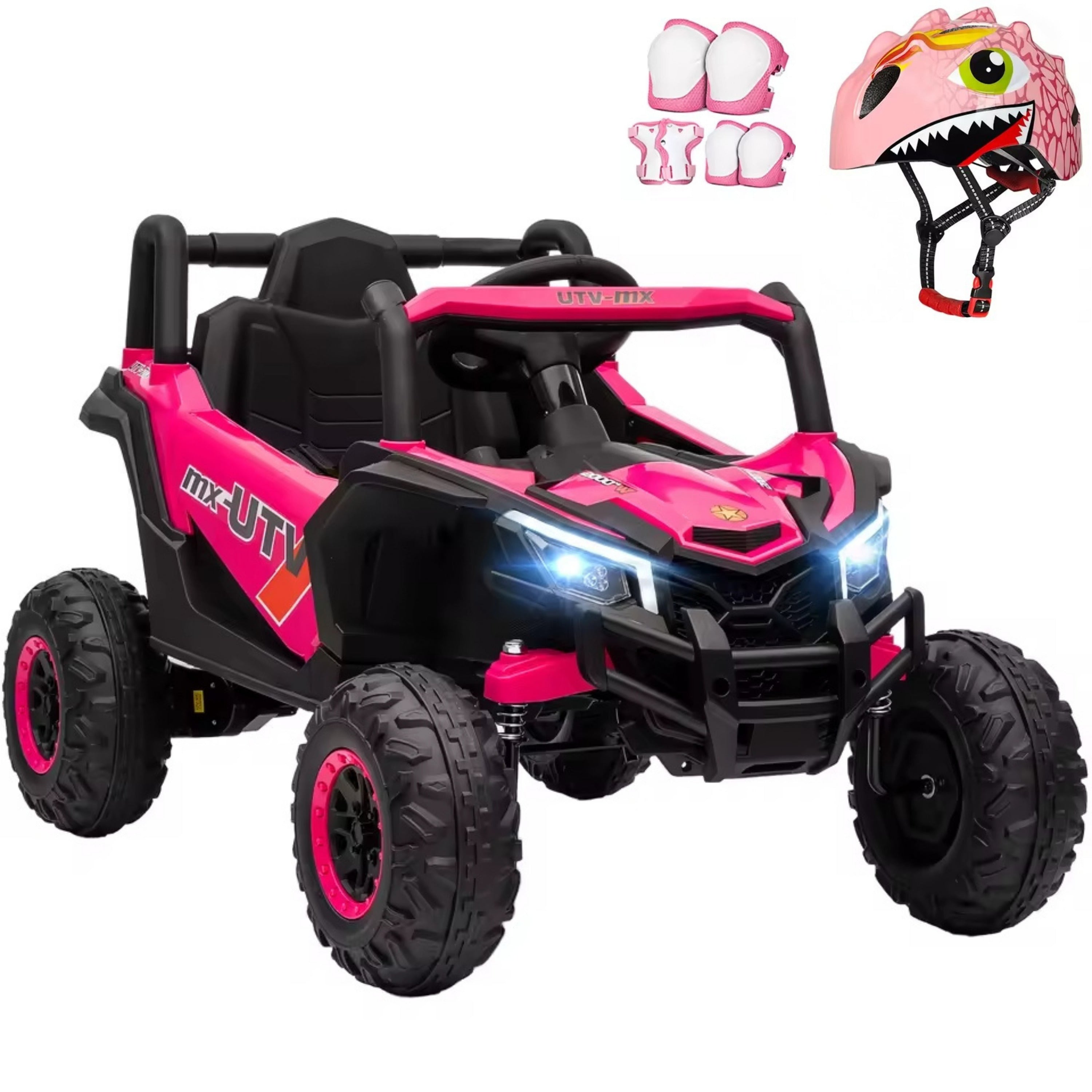 buggy rose électrique pour enfant avec casque et protections